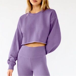 NWT ARITZIA TNA COZY CROP BOYFRIEND SWEATSHIRT TOP PETAL PURPLE 1 S